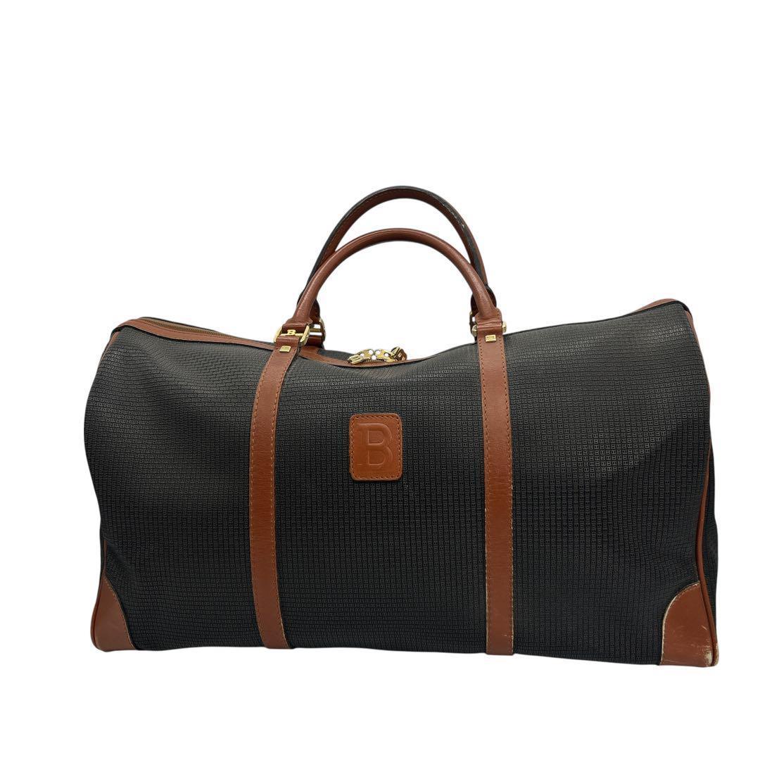 【美品】バリー ボストンバッグ 大容量 旅行カバン ビジネス 出張 黒×茶