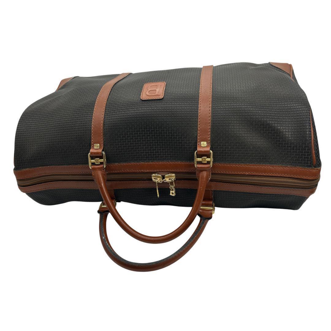 【美品】バリー ボストンバッグ 大容量 旅行カバン ビジネス 出張 黒×茶