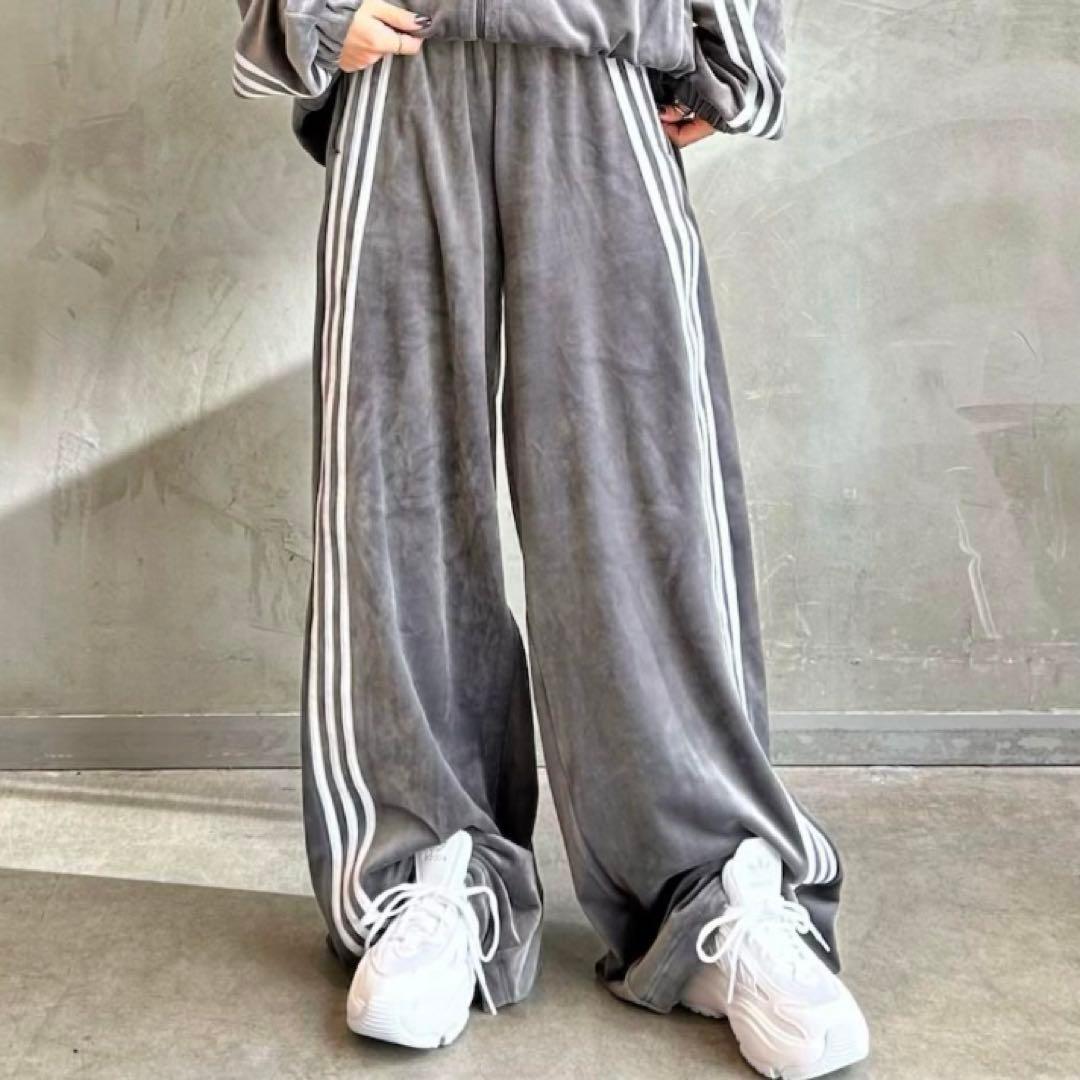 adidas ベルベット ルーズ　トラックパンツ　Mサイズ