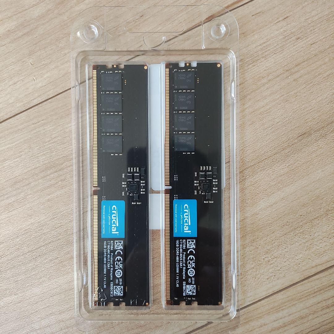新品：Crucial 32GB (16GBx2) DDR5-4800 UDIMM