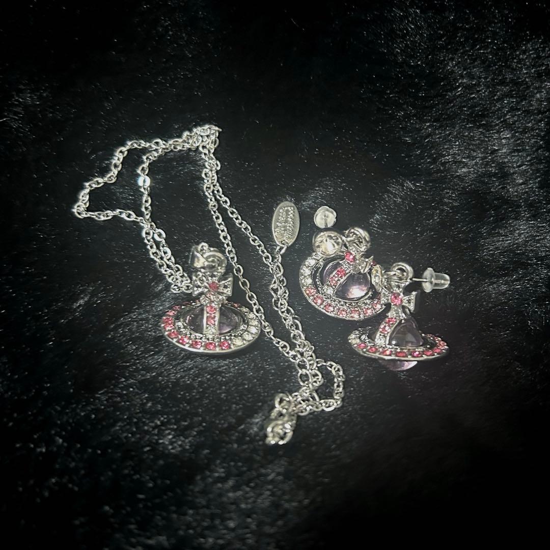 Vivienne Westwood オーブネックレス ピアス ピンク ORB 銀