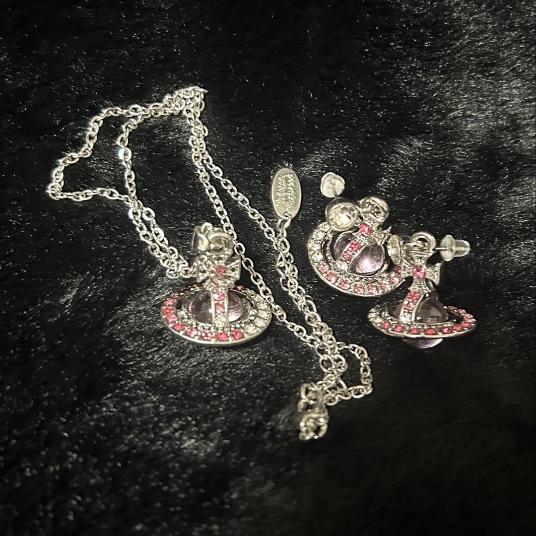 Vivienne Westwood オーブネックレス ピアス ピンク ORB 銀