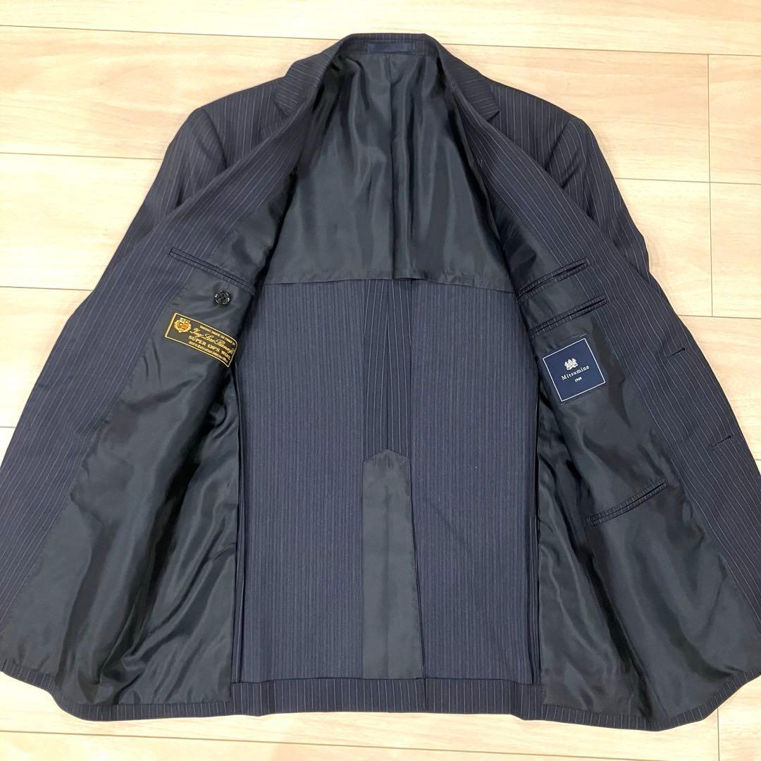 美品✨ミツミネ ロロピアーナ スーツ セットアップ ネイビー ストライプ S