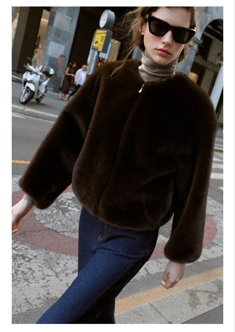 ZARAフェイクファーボンバージャケット　M