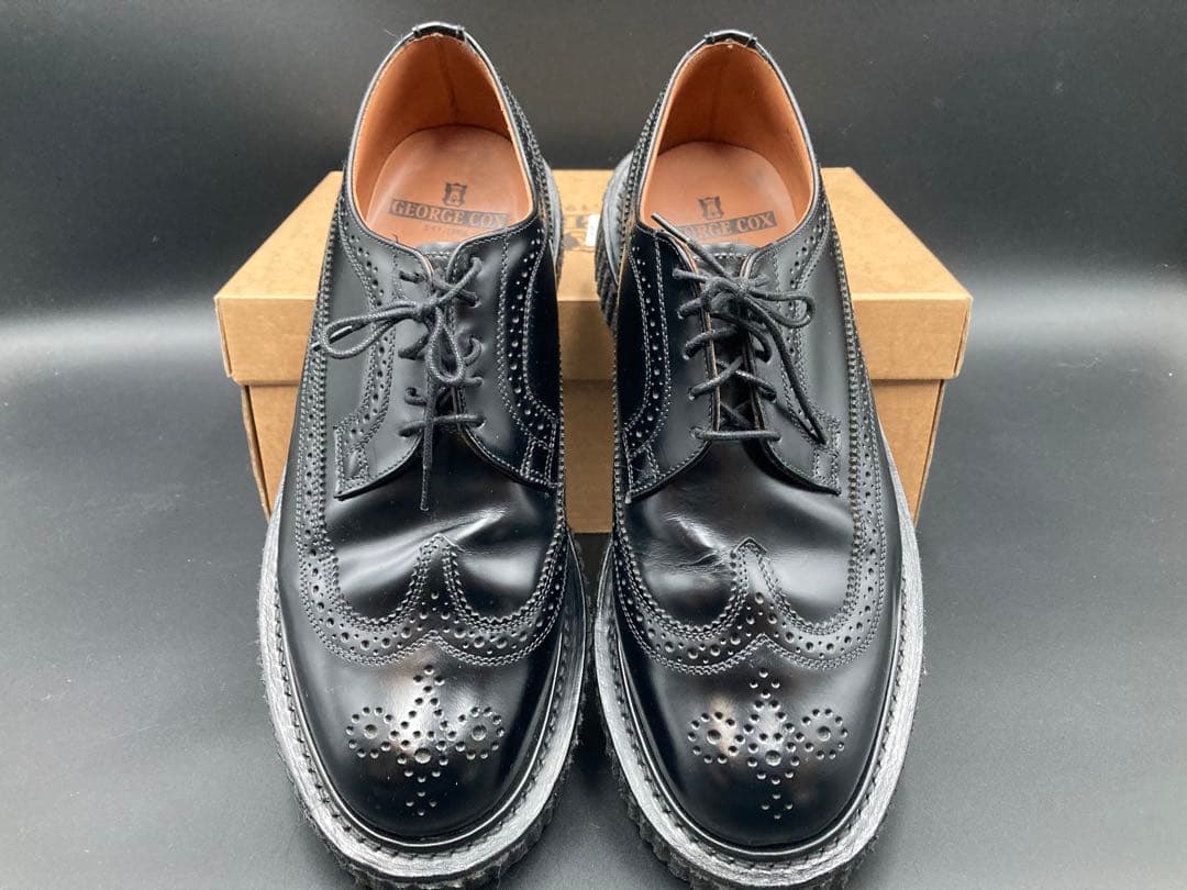 【三郎】E COX 12508 UK9 ブラック ラバーソール