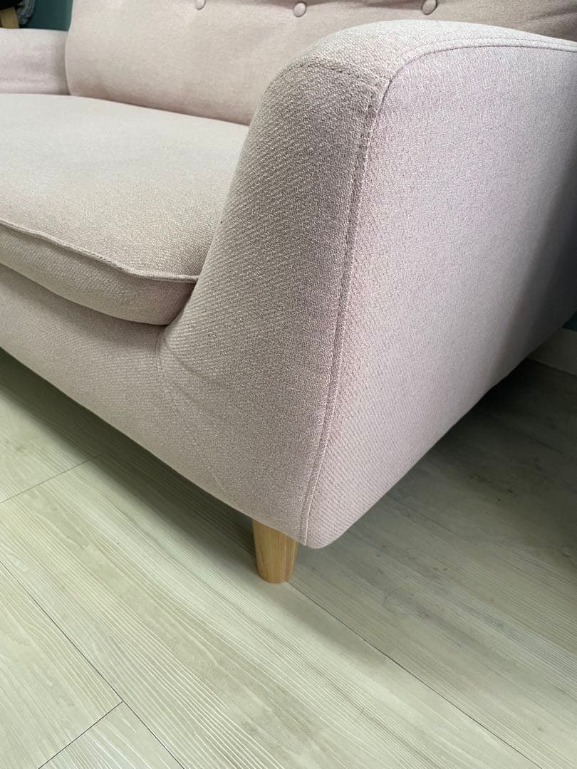 ニトリ 2人掛け ローソファにもなるコンパクトソファ 布張りタイプ ローズ