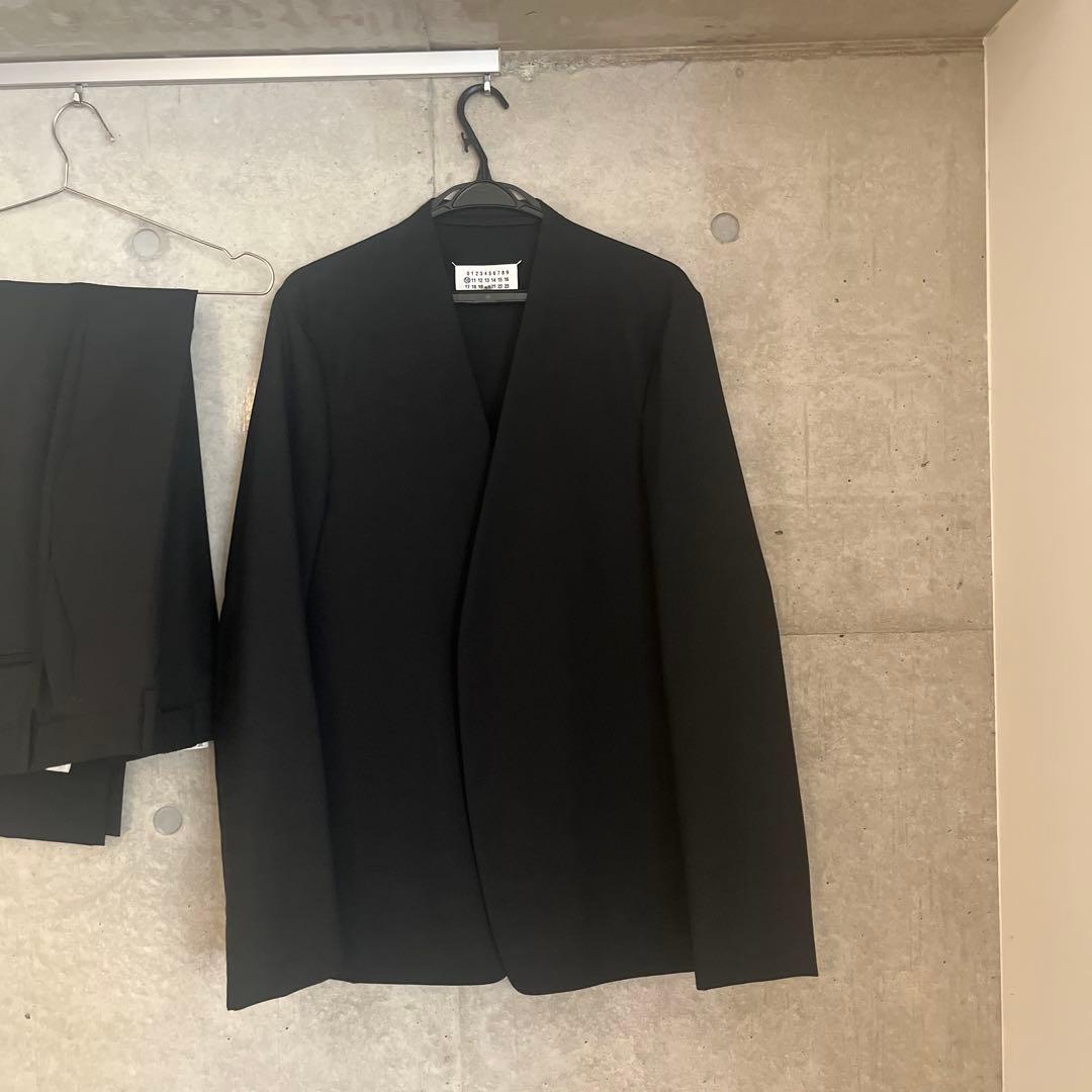 マルジェラ ノーカラージャケット セットアップ　黒　48