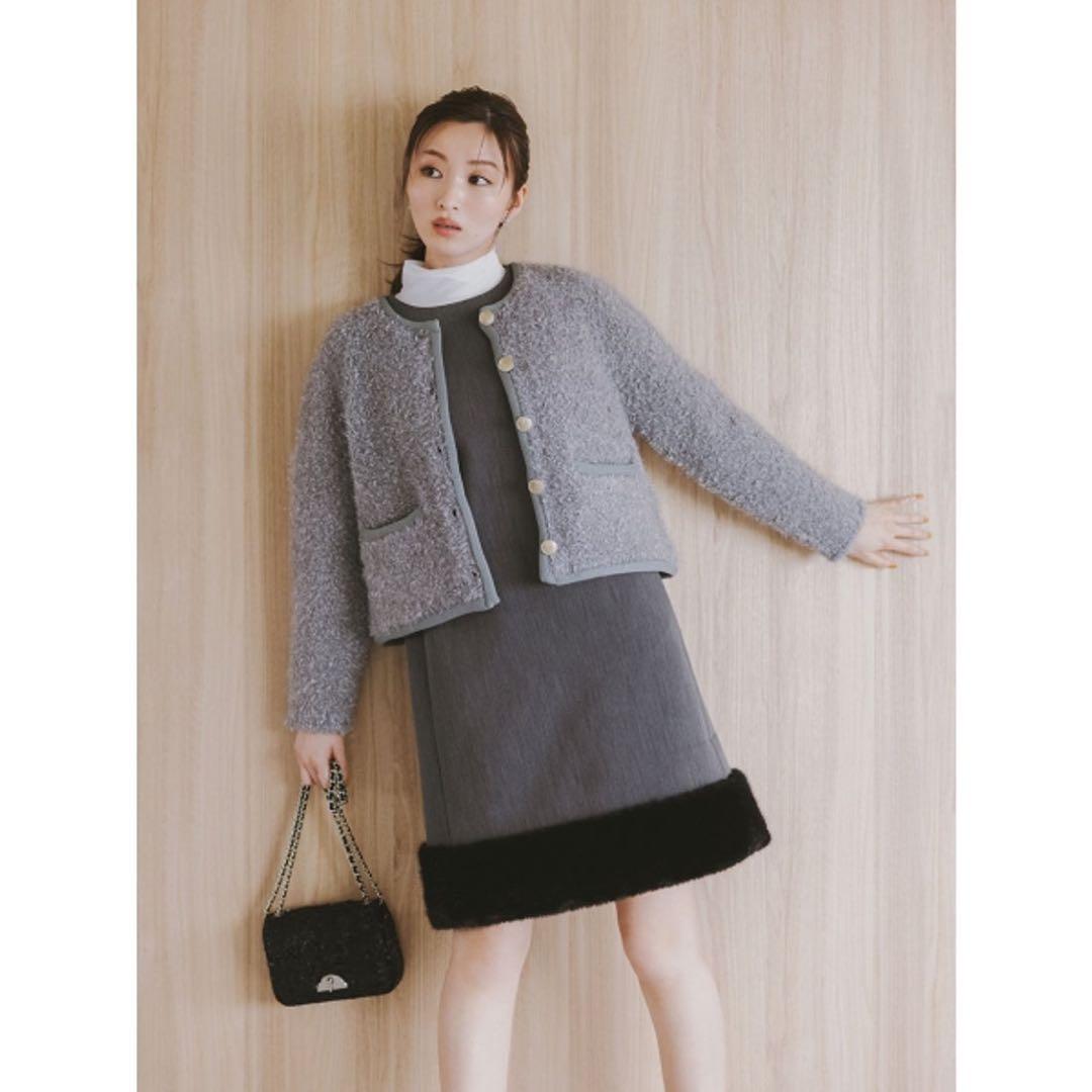 【現行品・美品✨】CELFORD セルフォード　裾ファーミニワンピース ブラック