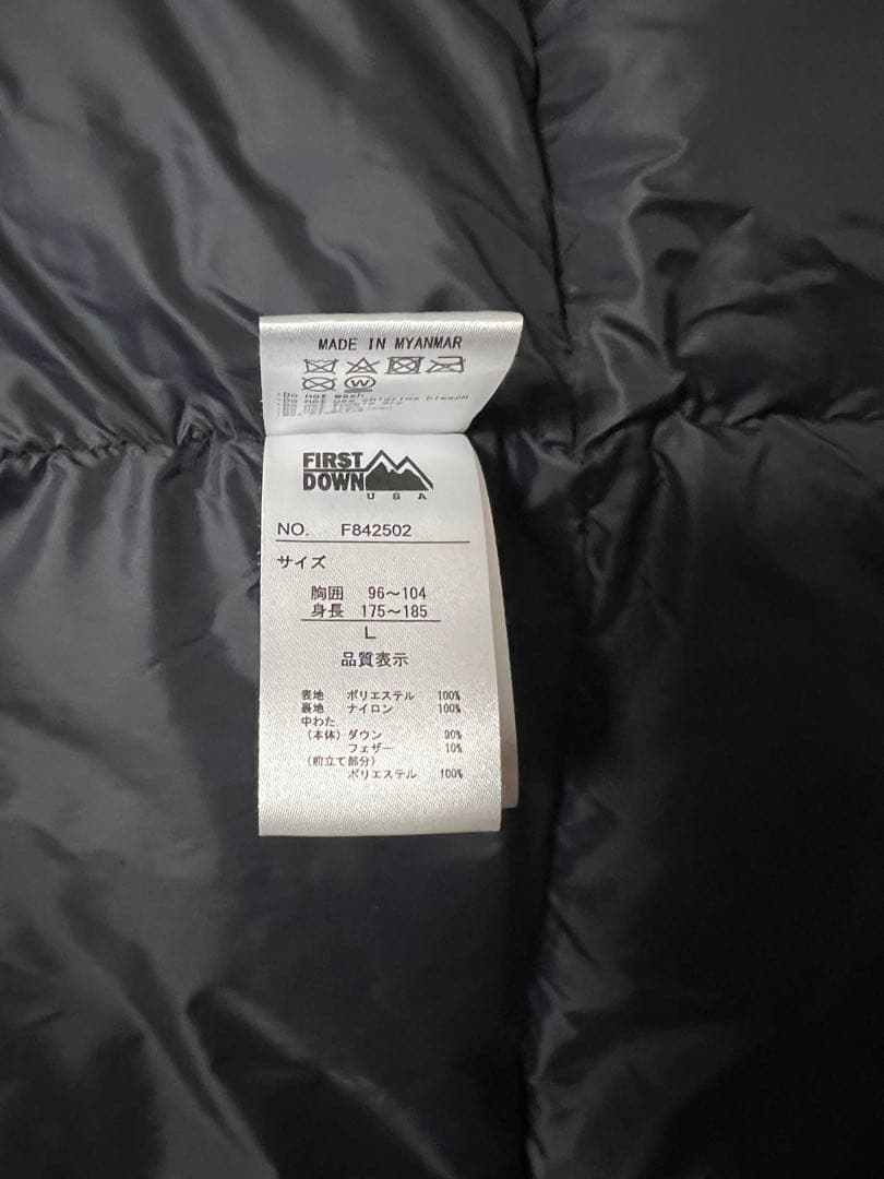 FIRST DOWN ダウンジャケット ブラック L フード付き