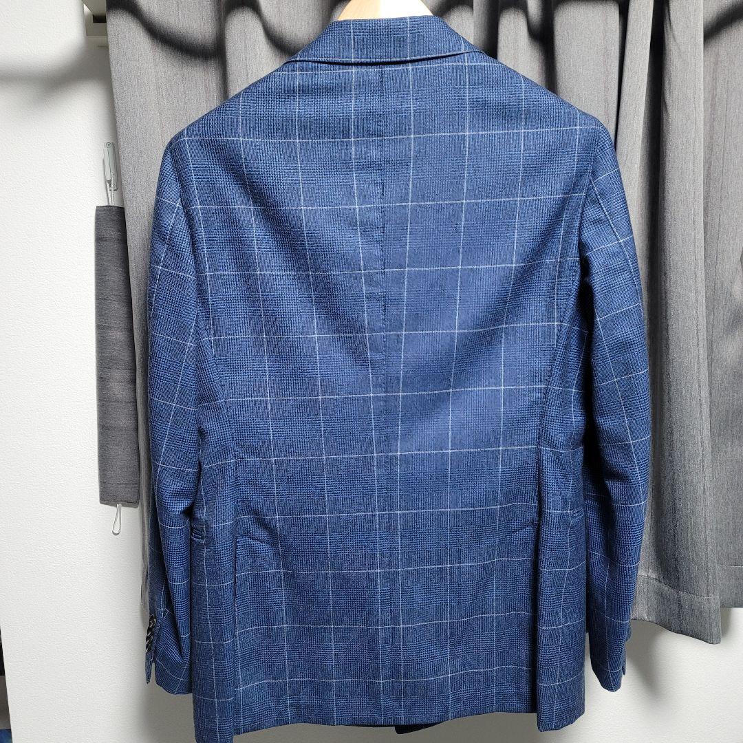ビームスF ダブルジャケット ブルー グレンチェック　サイズ48