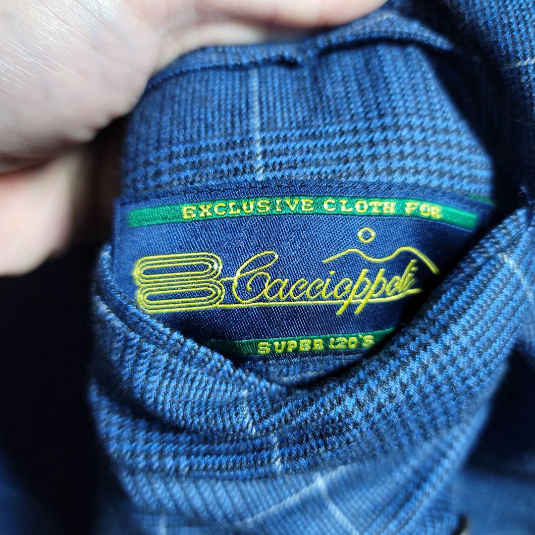 ビームスF ダブルジャケット ブルー グレンチェック　サイズ48