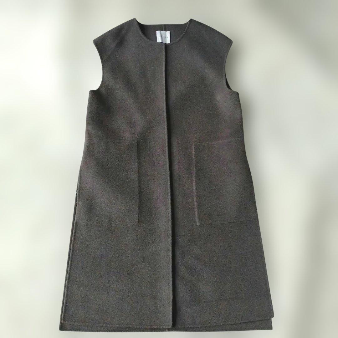 大人気♡美品✨YONFA ウールジレコート ハンドメイド仕立 スリット ブラウン