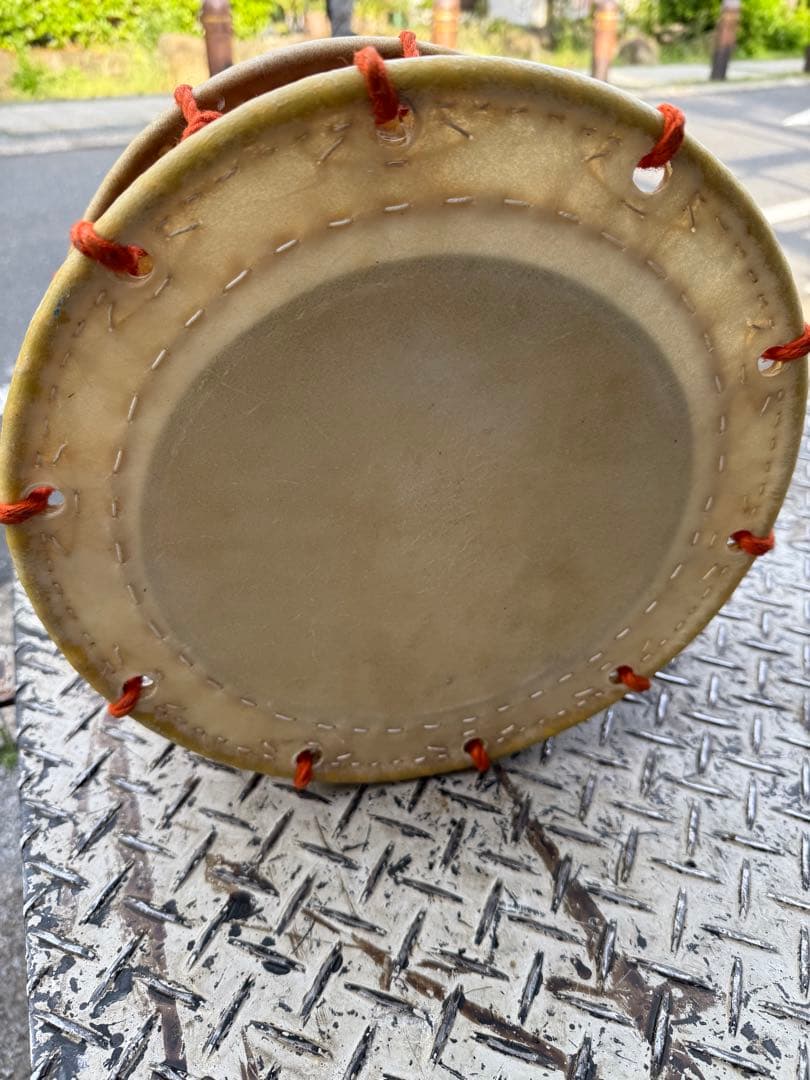 ●現状品●和太鼓/附締太鼓　鼓面 約30.5㎝　打楽器 平太鼓 祭り能楽本革伝統