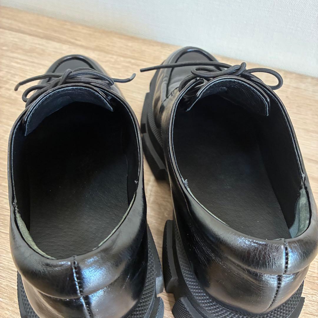 MANA マナ 23.5cm レースアップ ローファー 厚底 ブラック