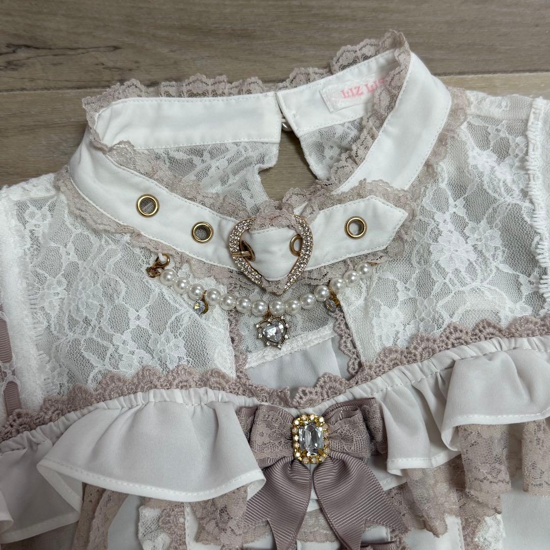 LIZLISA リズリサ 3つリボンフロントチョーカーブラウス 長袖 ピンク