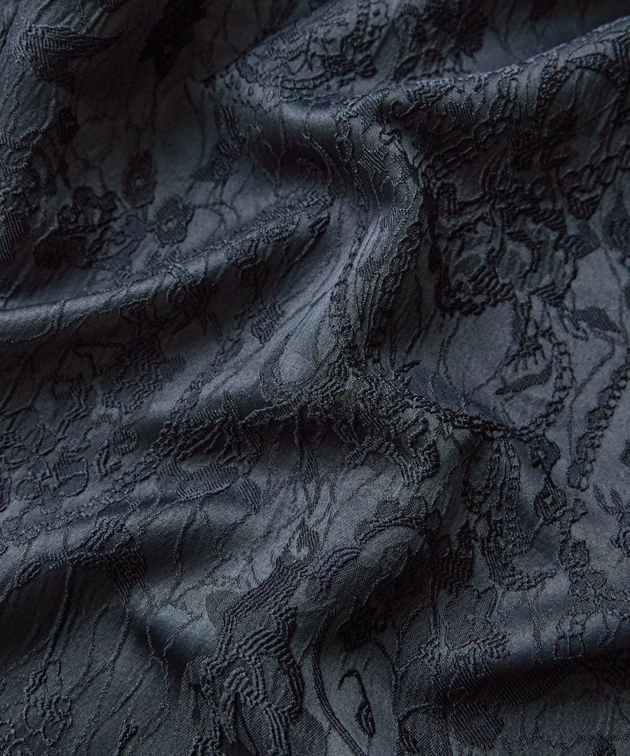 ダークグレー パフスリーブ ロングドレス