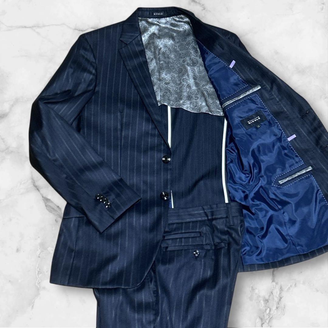MONSIEUR NICOLE セットアップ ビジネススーツ 結婚式 ストライプ