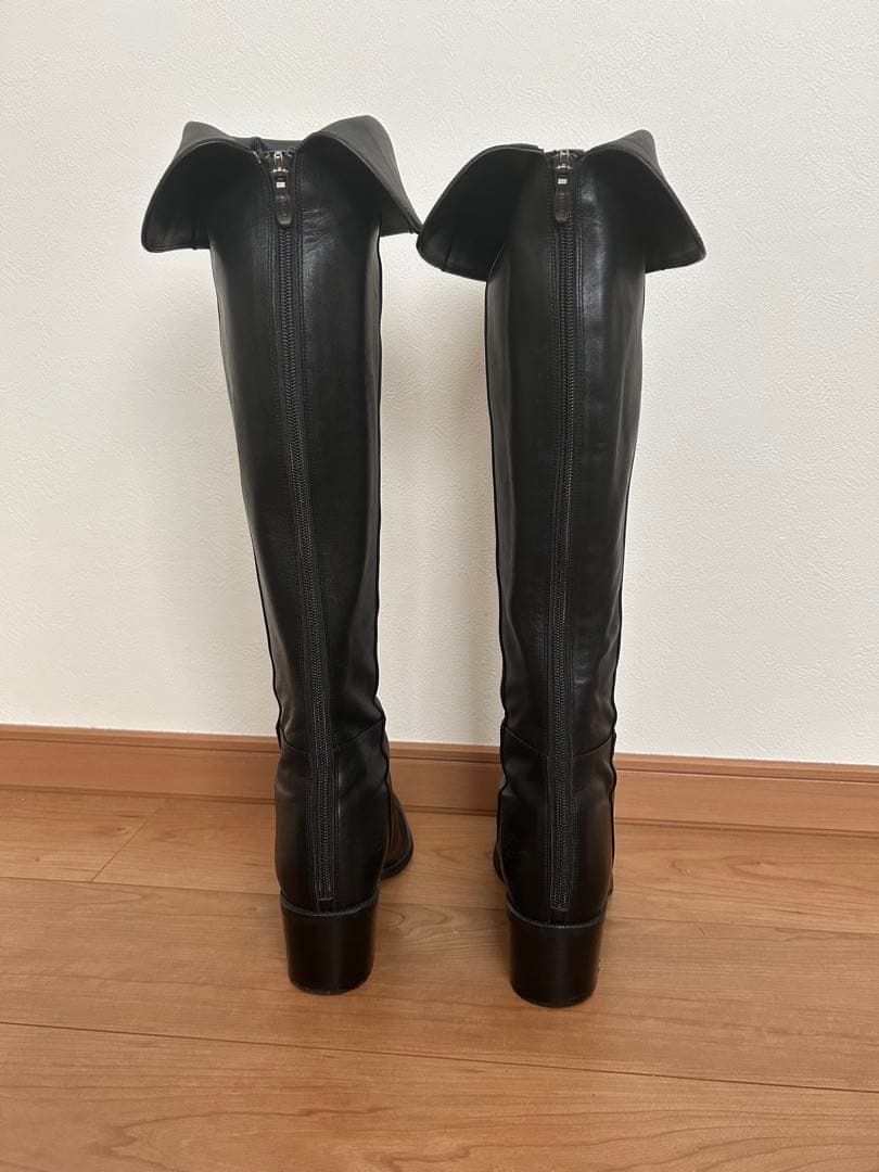 ダイアナ　24.5 ブラックレザー ニーハイブーツ