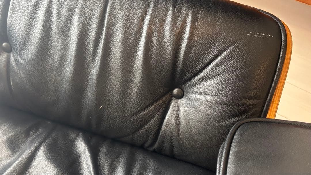 1人用ラウンジソファ & オットマン ブラックレザー【練馬区引取限定】