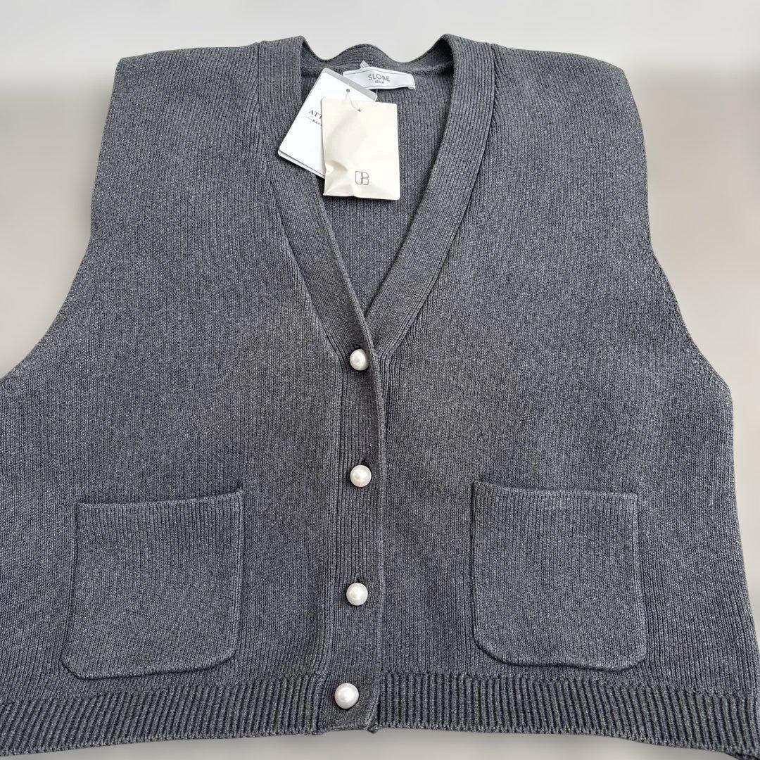 SLOBE IENA パールニットベスト 新品 グレー