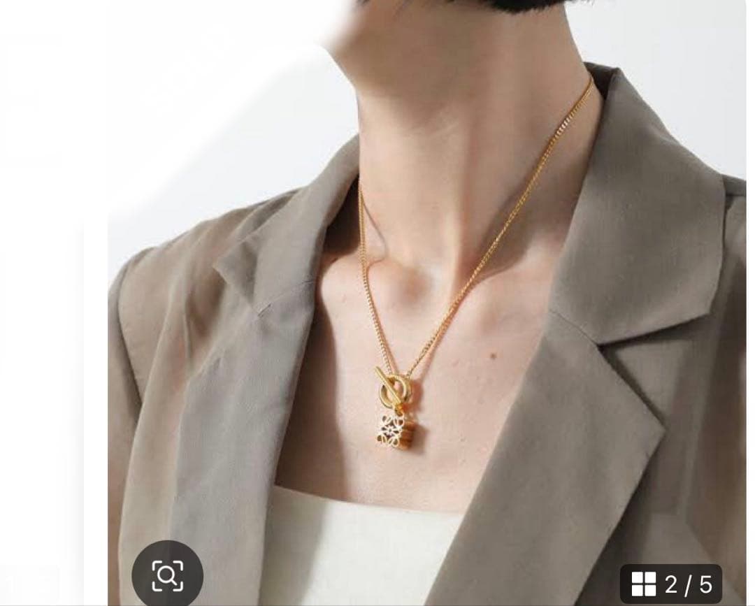 定価10万K24G仕上げほぼ新品LOEWEロエベアナグラムペンダントネックレス