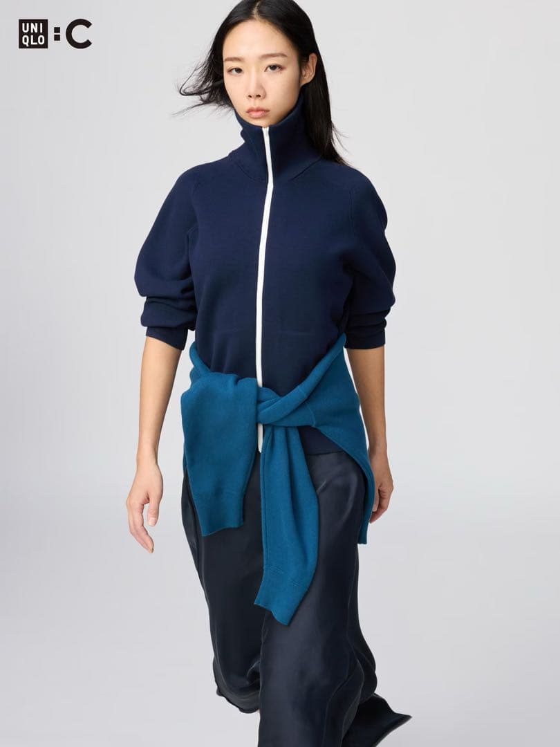 UNIQLO C ミラノリブフルジップカーディガン XXL ネイビー ユニクロ