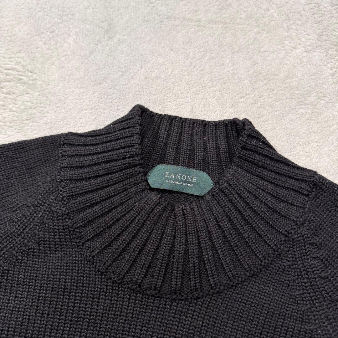 ザノーネ　5ゲージ　モックネック　ブラック　ニット　ウール　46サイズ