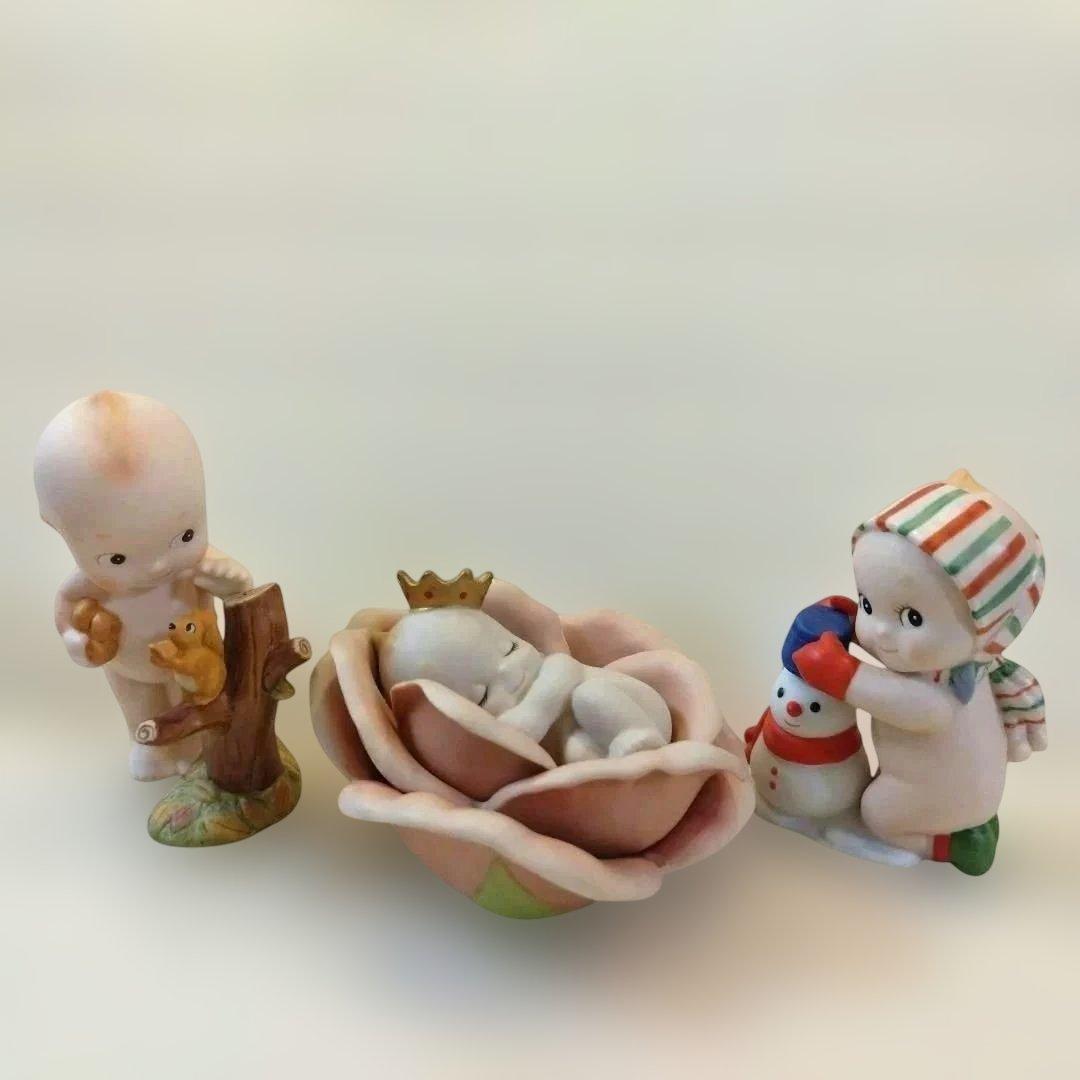 陶器 置物 ローズオニール　キユーピー　ビスクドール　3点セット