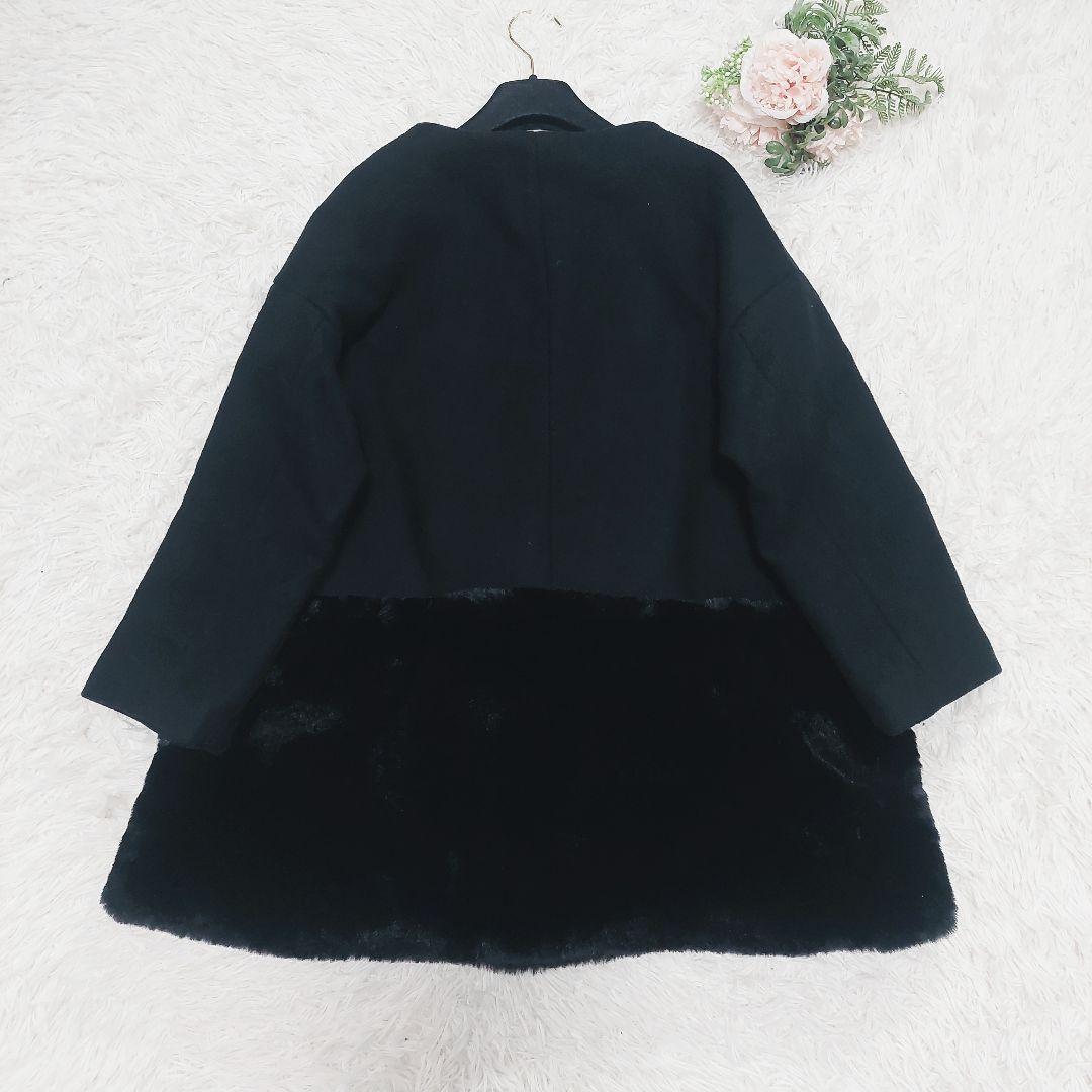 美品 エムドット em. エコファーコート 裾ファー コート