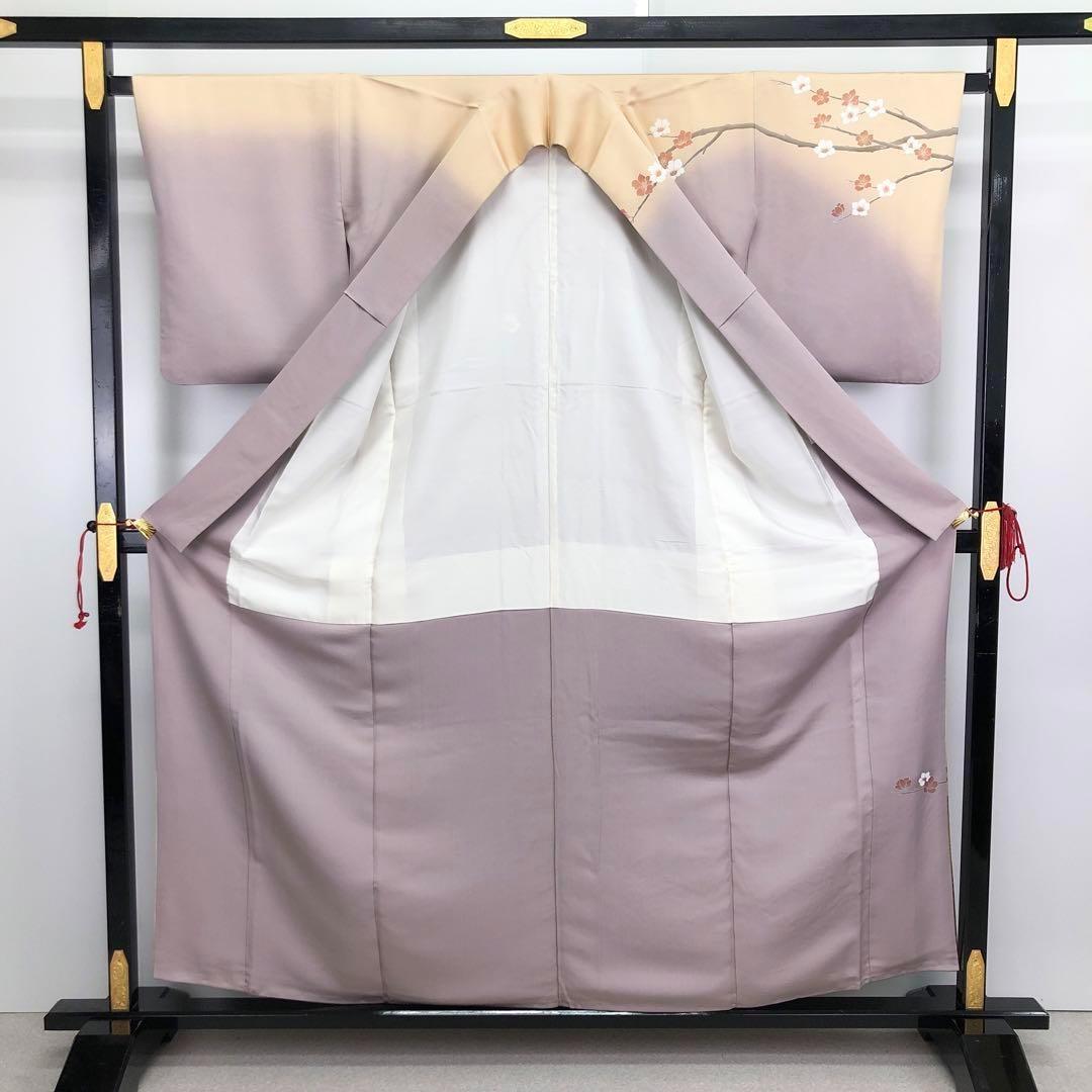 訪問着 作家物 美しい友禅 花模様 牡丹 梅 金銀通し 淡藤色 K-3265