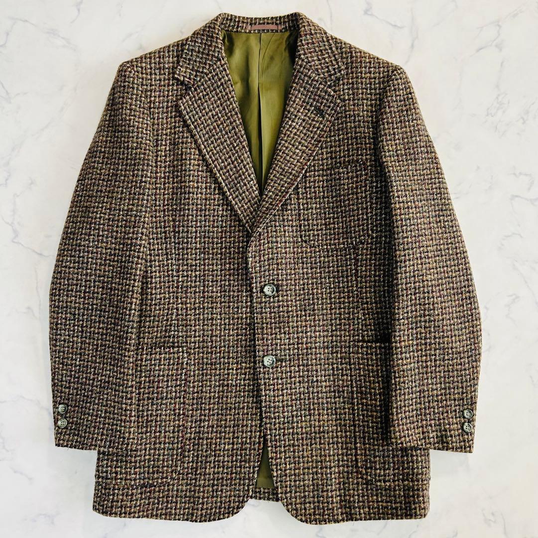 【美品】ハリスツイード×三越 テーラードジャケット シングル マルチカラー M
