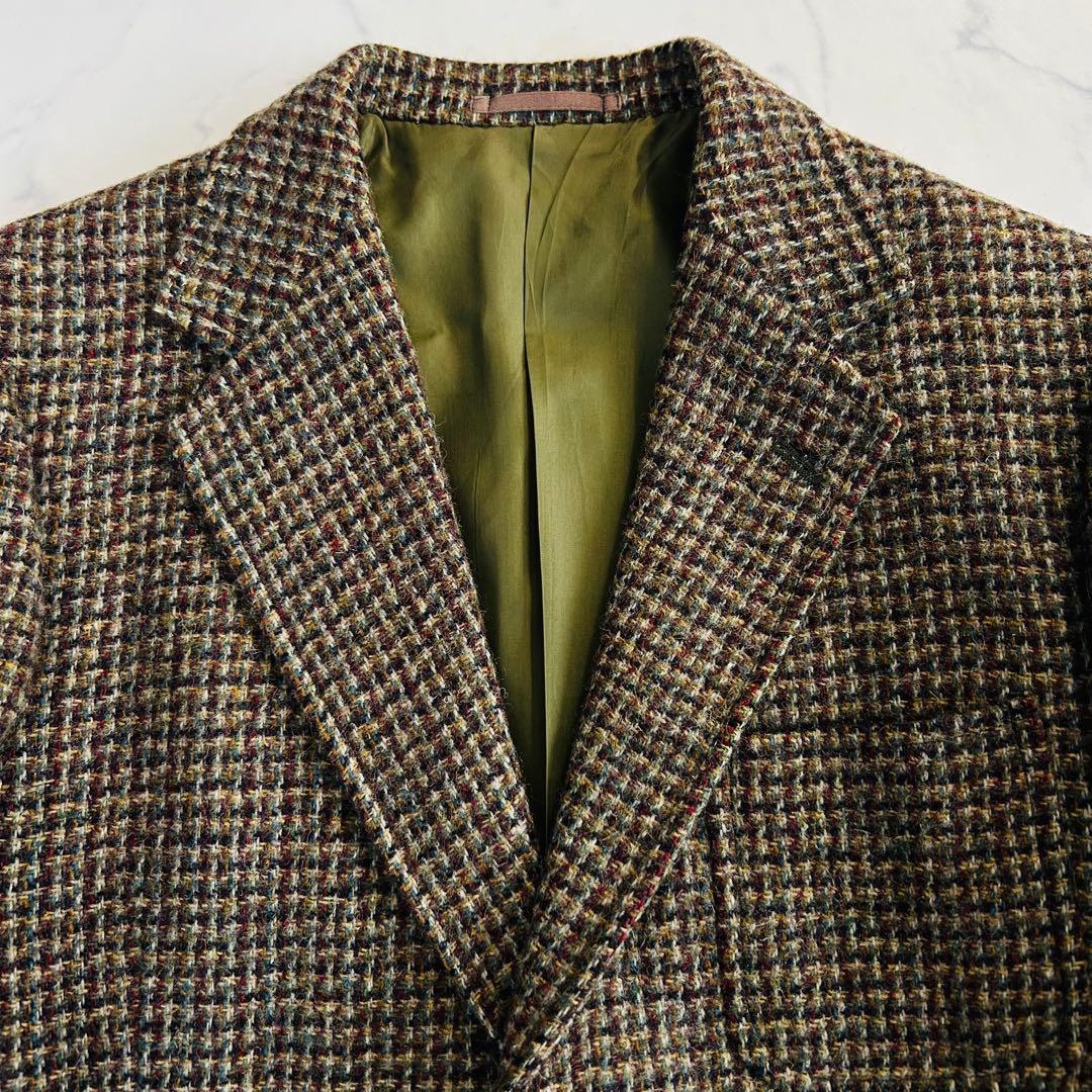 【美品】ハリスツイード×三越 テーラードジャケット シングル マルチカラー M