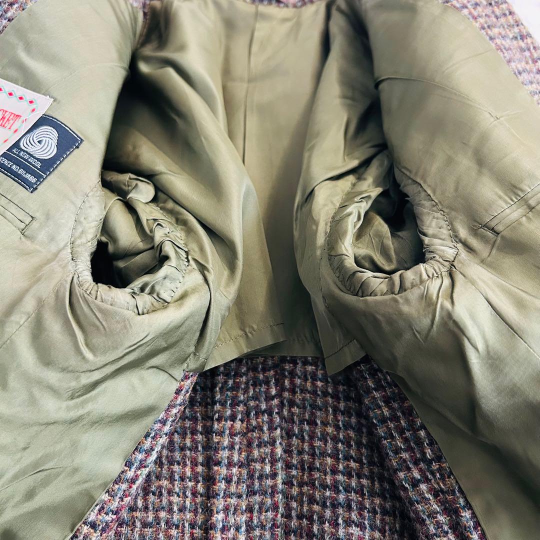 【美品】ハリスツイード×三越 テーラードジャケット シングル マルチカラー M