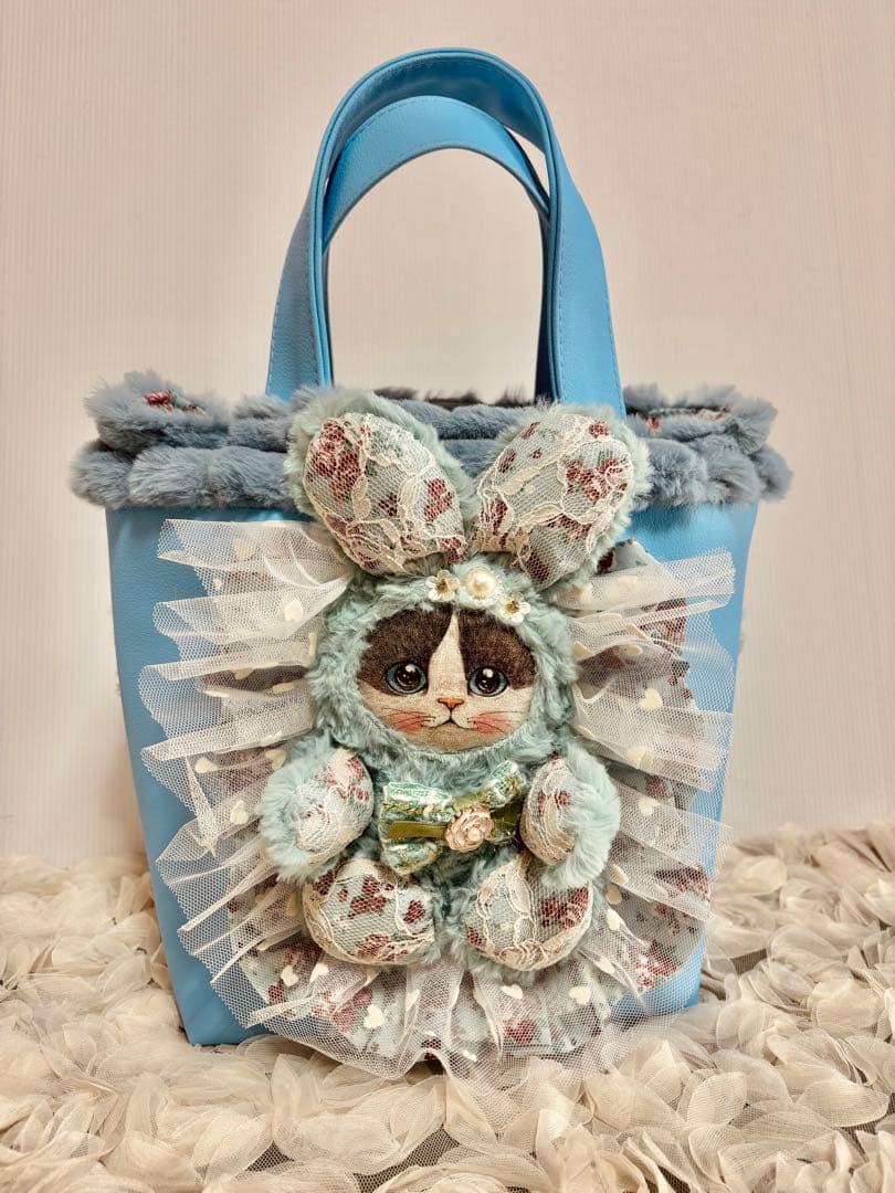 コヤンイサムチョン　フェイクレザーブルーのトートバッグ