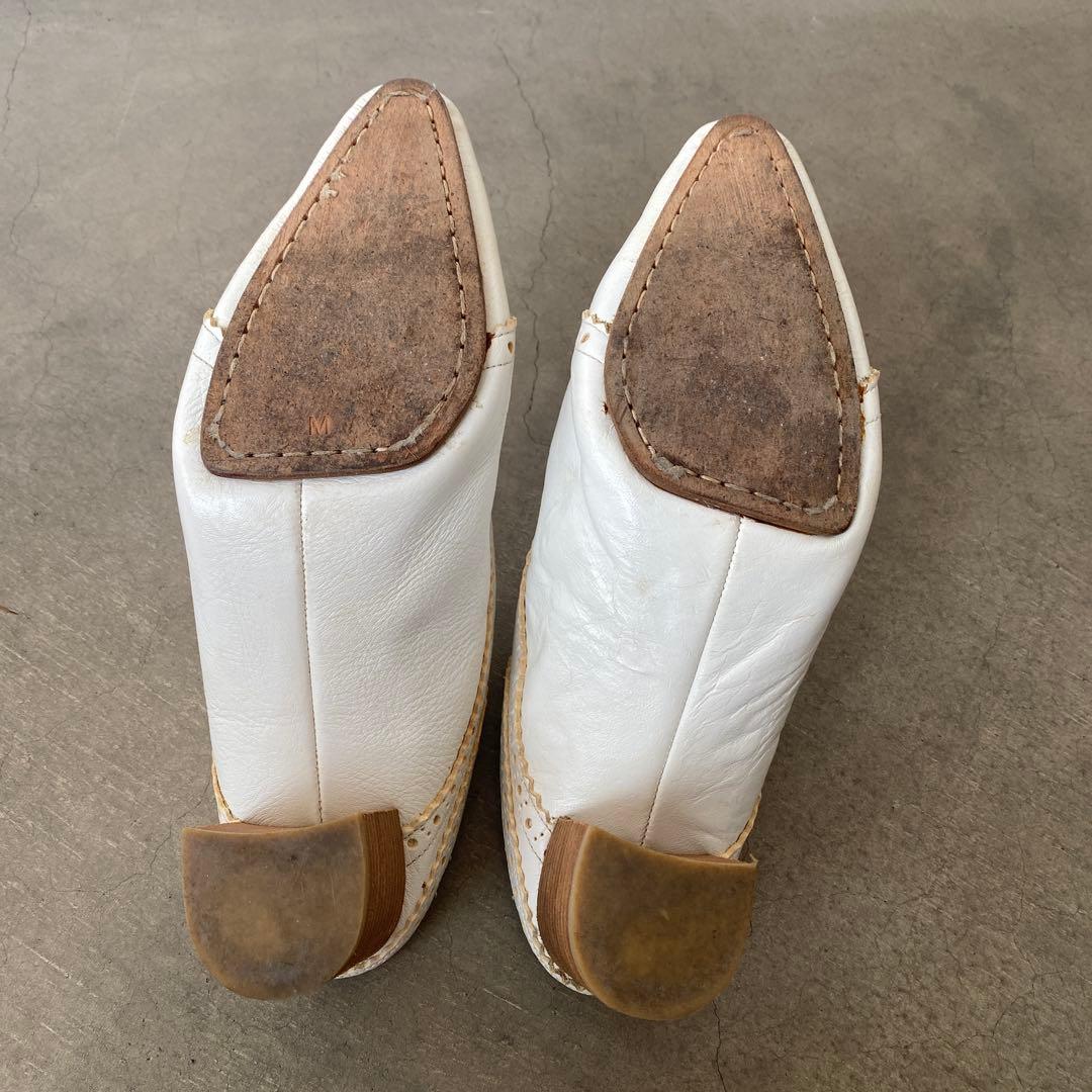 JUNYA WATANABE ホワイトレザースウィングチップミュール