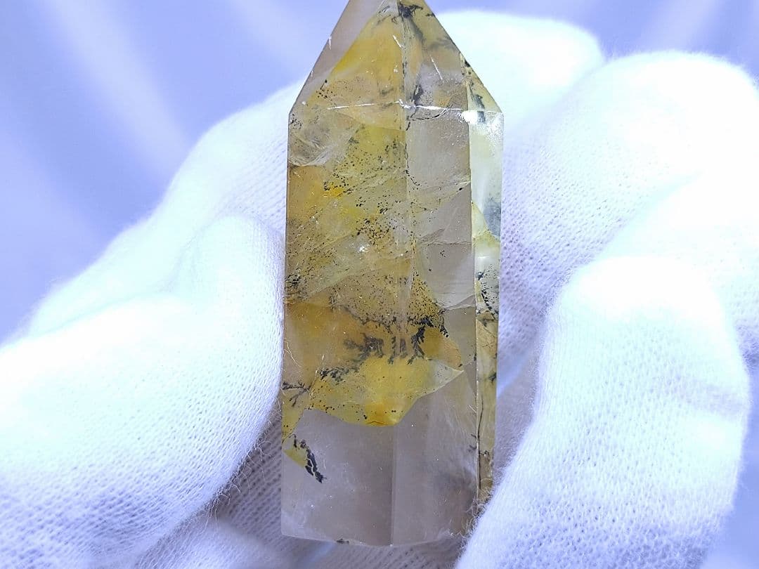 高品質　デンドリティック　ゴールデンヒーラー　共生　水晶　ポイント　六角柱