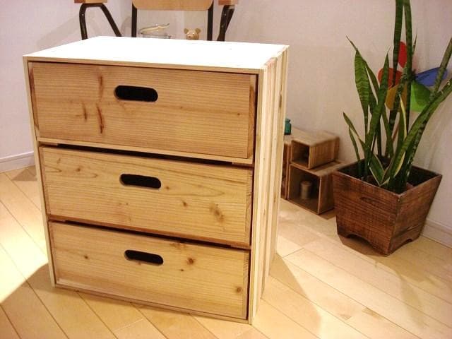 warpくん★送料無料★木製3段引き出し③