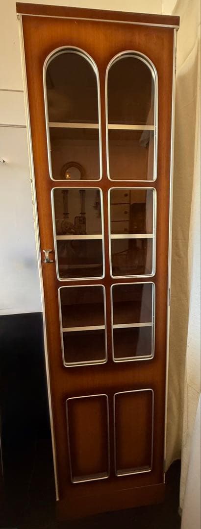 昭和レトロ 収納棚 スリムキャビネット 食器棚 本棚 飾り棚 アンティーク