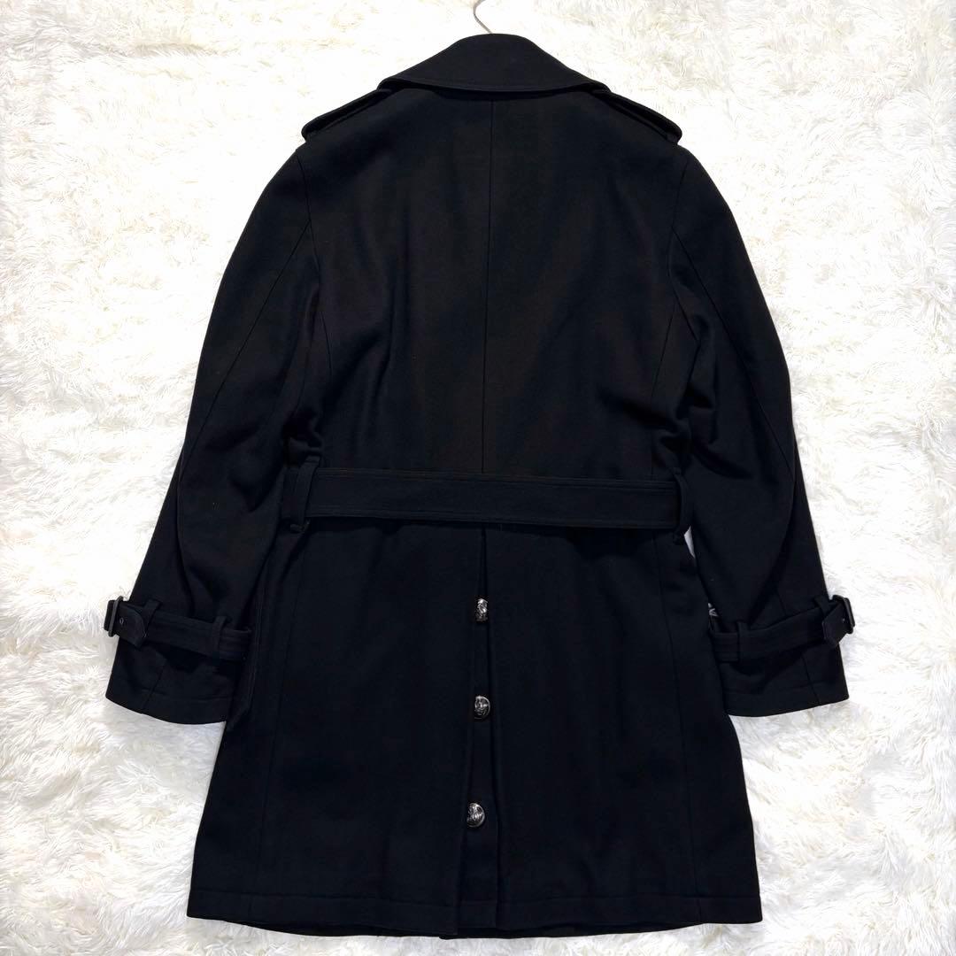 バーバリーブラックレーベル ナポレオン カシミヤ ベルト ロング丈 黒 M