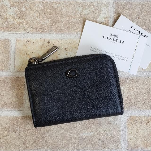 未使用 コーチ ☆ ペブルレザー Lジップ キーケース ブラック COACH