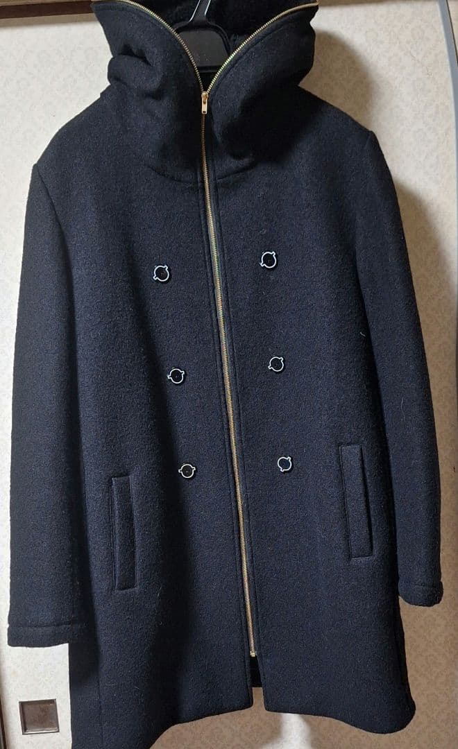 ★ピッコーネ ♪ウールフーデッドコート42サイズ★美品ブラック