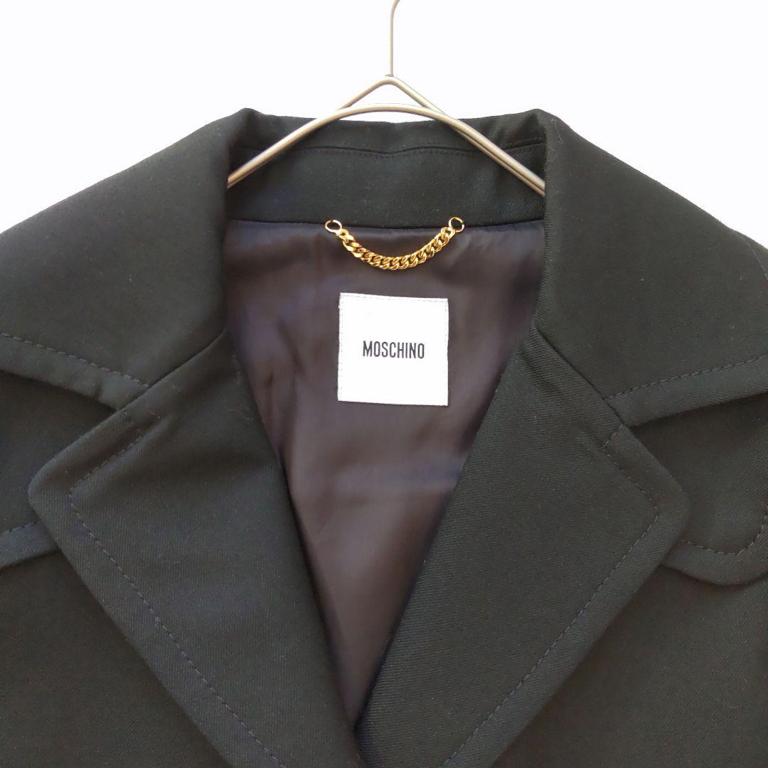 未使用級 モスキーノ ゴールド金具 レザー テーラードジャケット ブラック 44