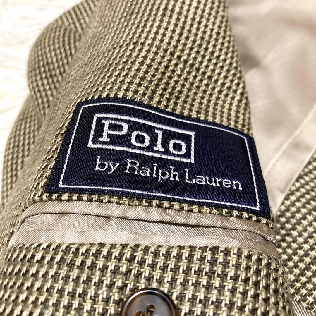 美品✨90s ポロバイラルフローレン ツイードジャケット　XL リネン A7