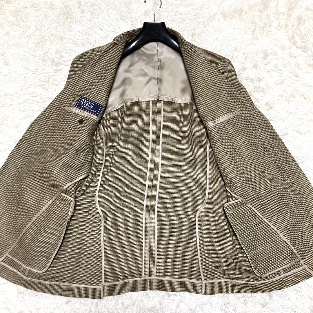 美品✨90s ポロバイラルフローレン ツイードジャケット　XL リネン A7