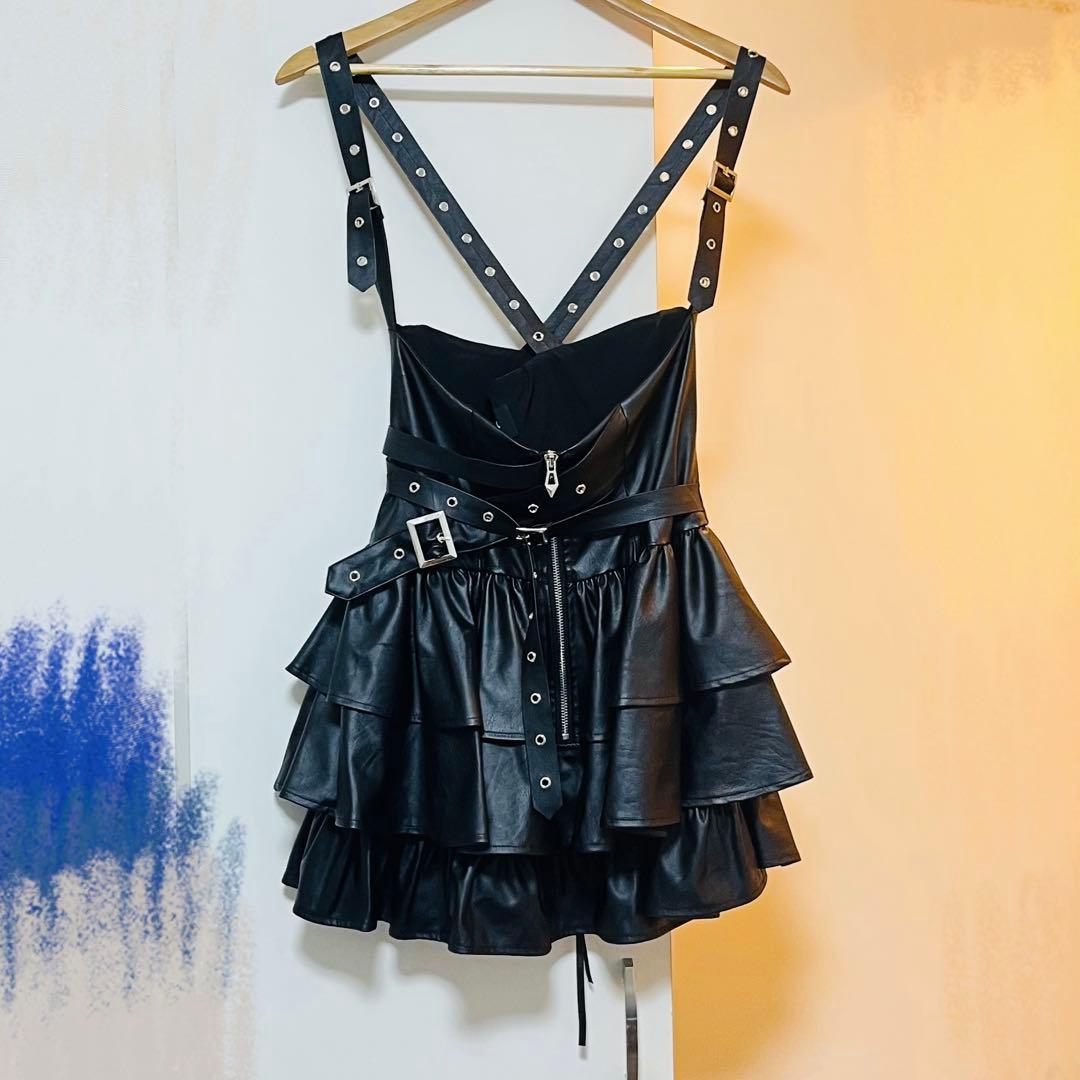 スカート Qooza/ IMVAL / Frill Leather Dress
