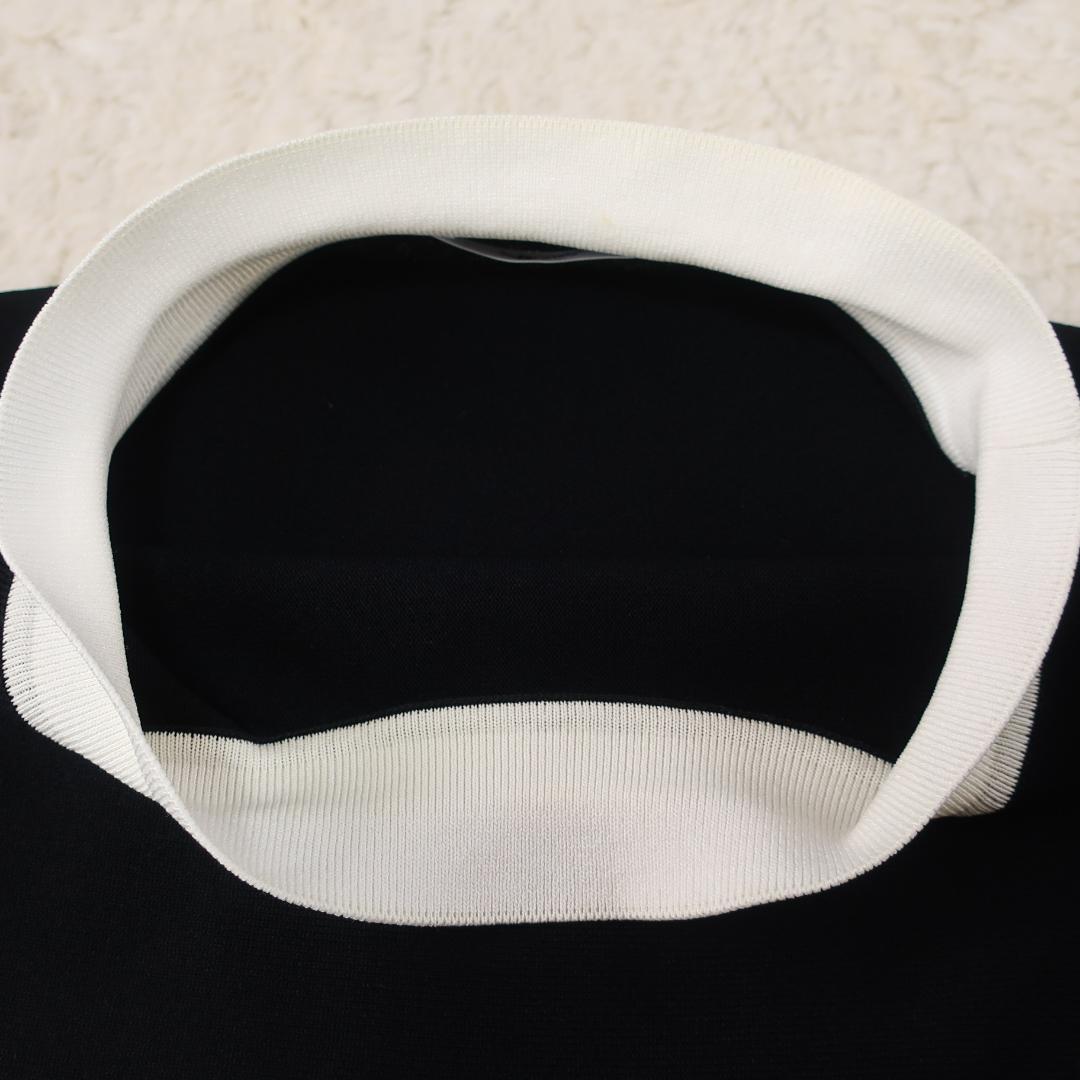 ルネ Rene ニットワンピース ドレス バイカラー フレア Aライン 黒 34