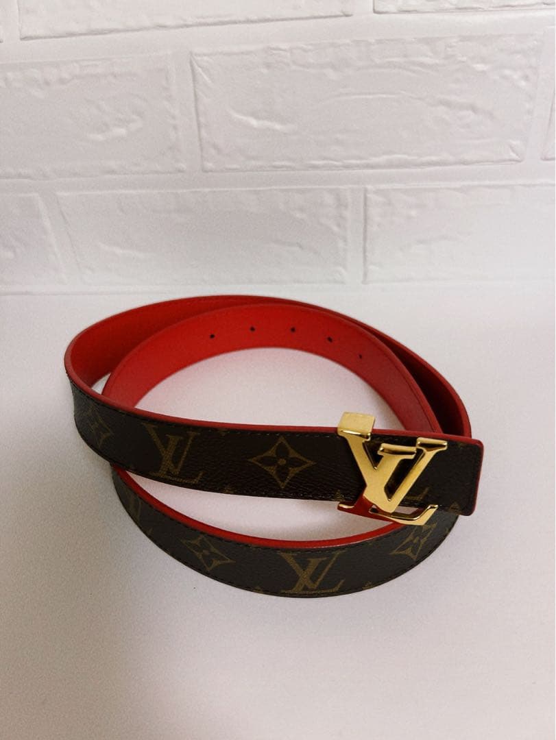 LOUIS VUITTON ベルト 茶×赤 モノグラム　リバーシブル　男女兼用