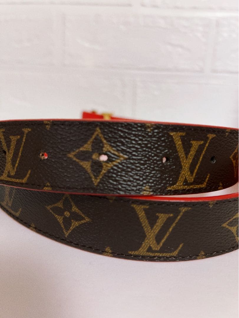 LOUIS VUITTON ベルト 茶×赤 モノグラム　リバーシブル　男女兼用