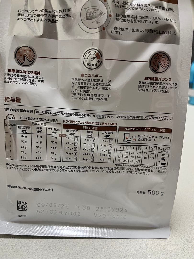 フクママさん購入ページ。ロイカナ猫用消化器サポート500g×4袋