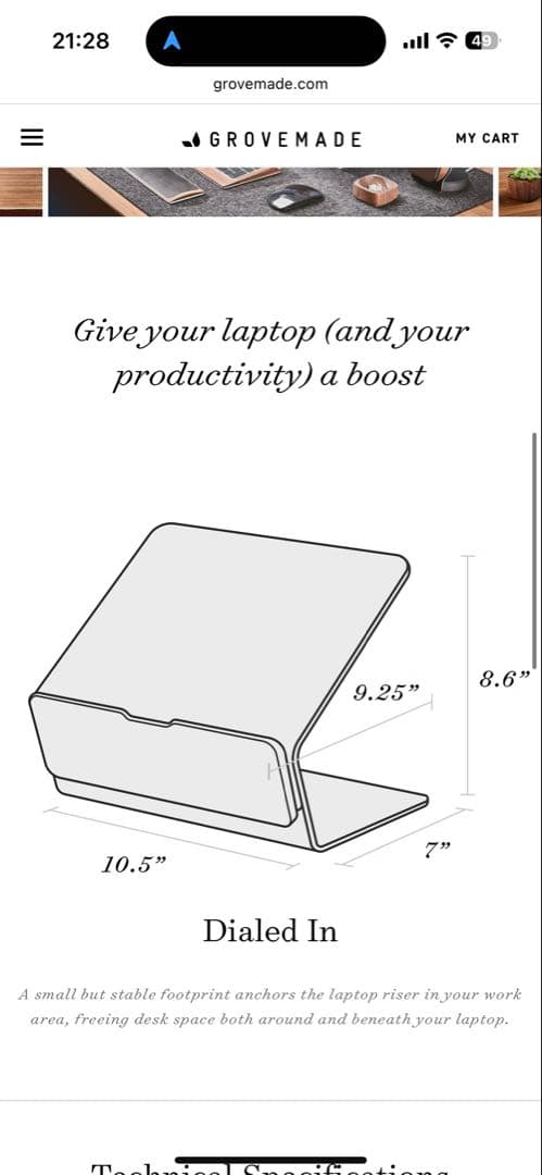 【美品】Grovemade Wood Laptop Riser（ウォールナット）